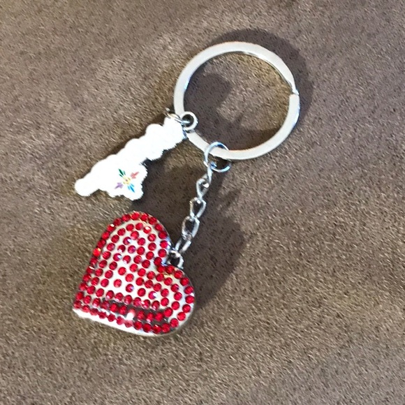 Red Heart with Rhinestones Charm/Keyholder - Picture 4 of 4